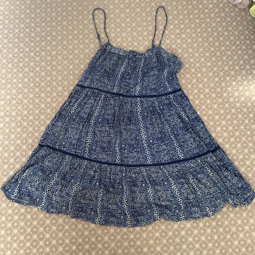 Urban Outfitters Blue Patterned Swing Dress